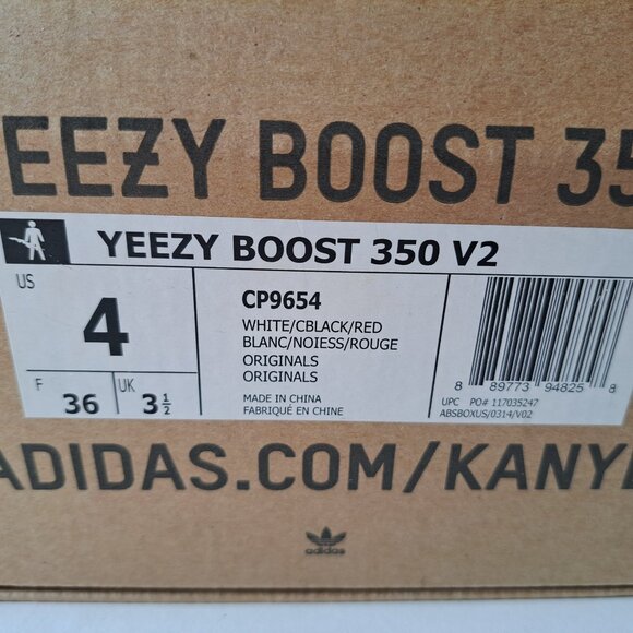 Adidas Women\'s Yeezy Boost 350 V2 White Black Sneakers Size 36
